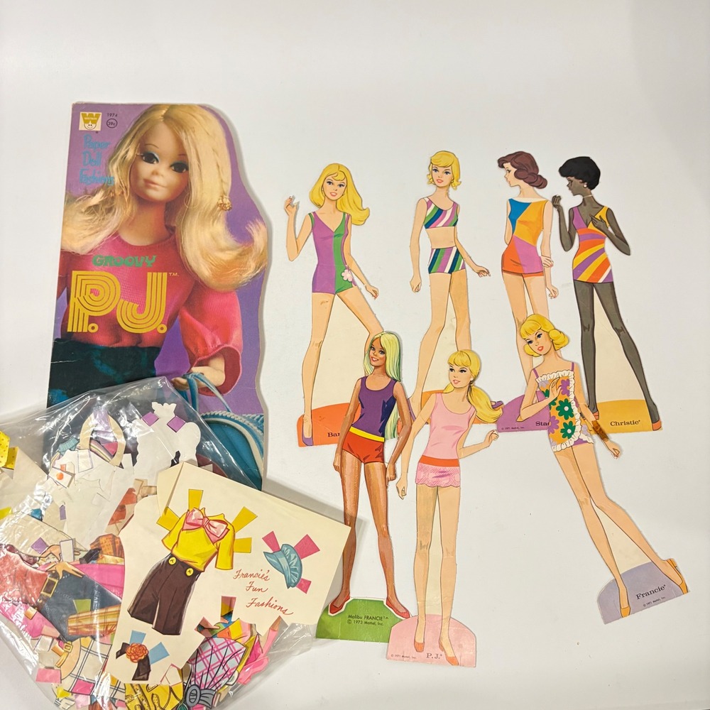 Vintage 1970s Mattel Barbie Paper Doll Lot Groovy PJ Malibu Francie Christie